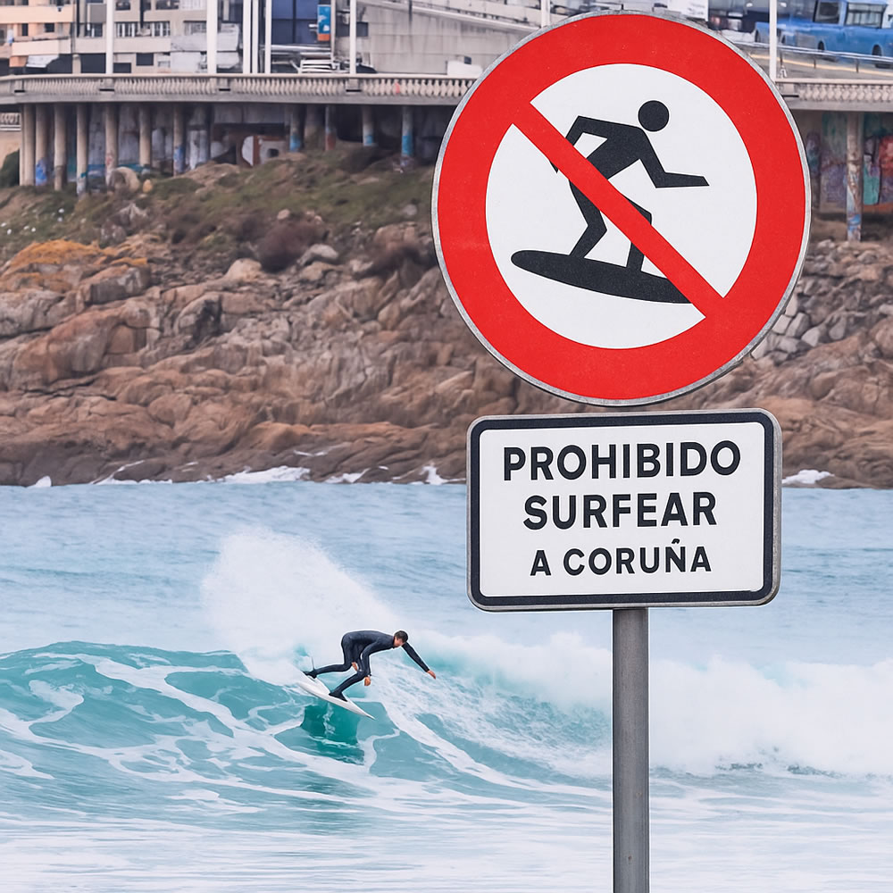 Forte marexada na Coruña tras a sanción a Pablo Montero por surfear durante alerta laranxa